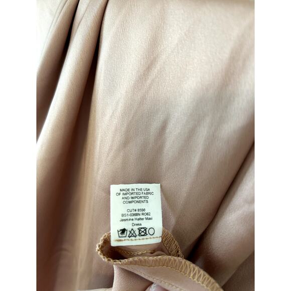 Show Me Your Mumu Jasmine Halter Maxi Dress Rose Gold Luxe Satin L - Picture 8 of 9